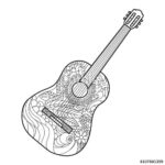 detailed guitar coloring pages