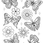 free printable butterfly and flowers coloring pages_8221