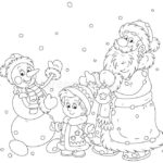 little snowman on sleigh coloring pages_5307