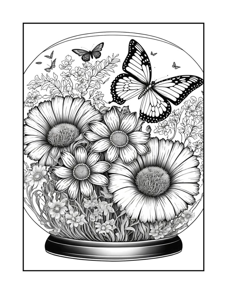 Botanical Flower Coloring Pages