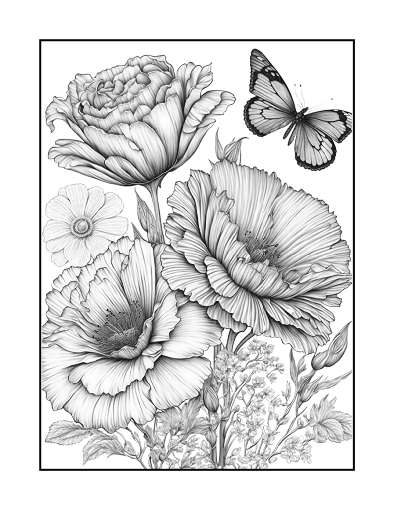 Botanical Flower Coloring Pages