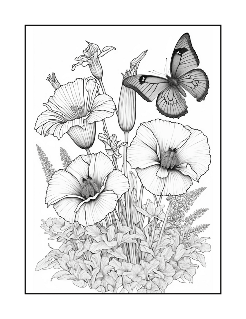 Botanical Flower Coloring Pages